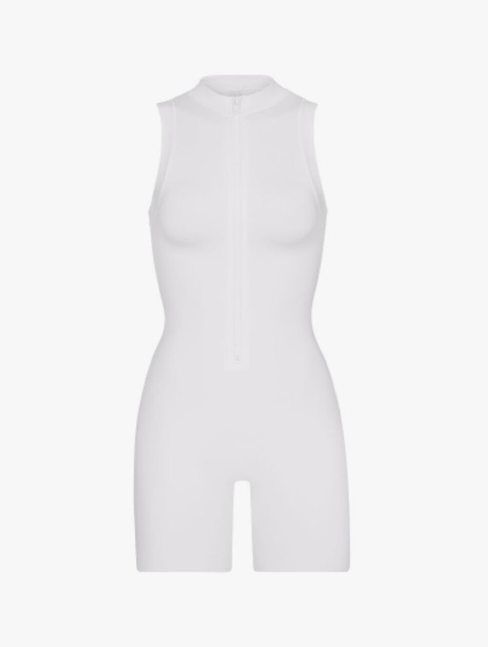 Stript White Sleeveless Coco Biker Bodycon Jumpsuit With Compression, Like New